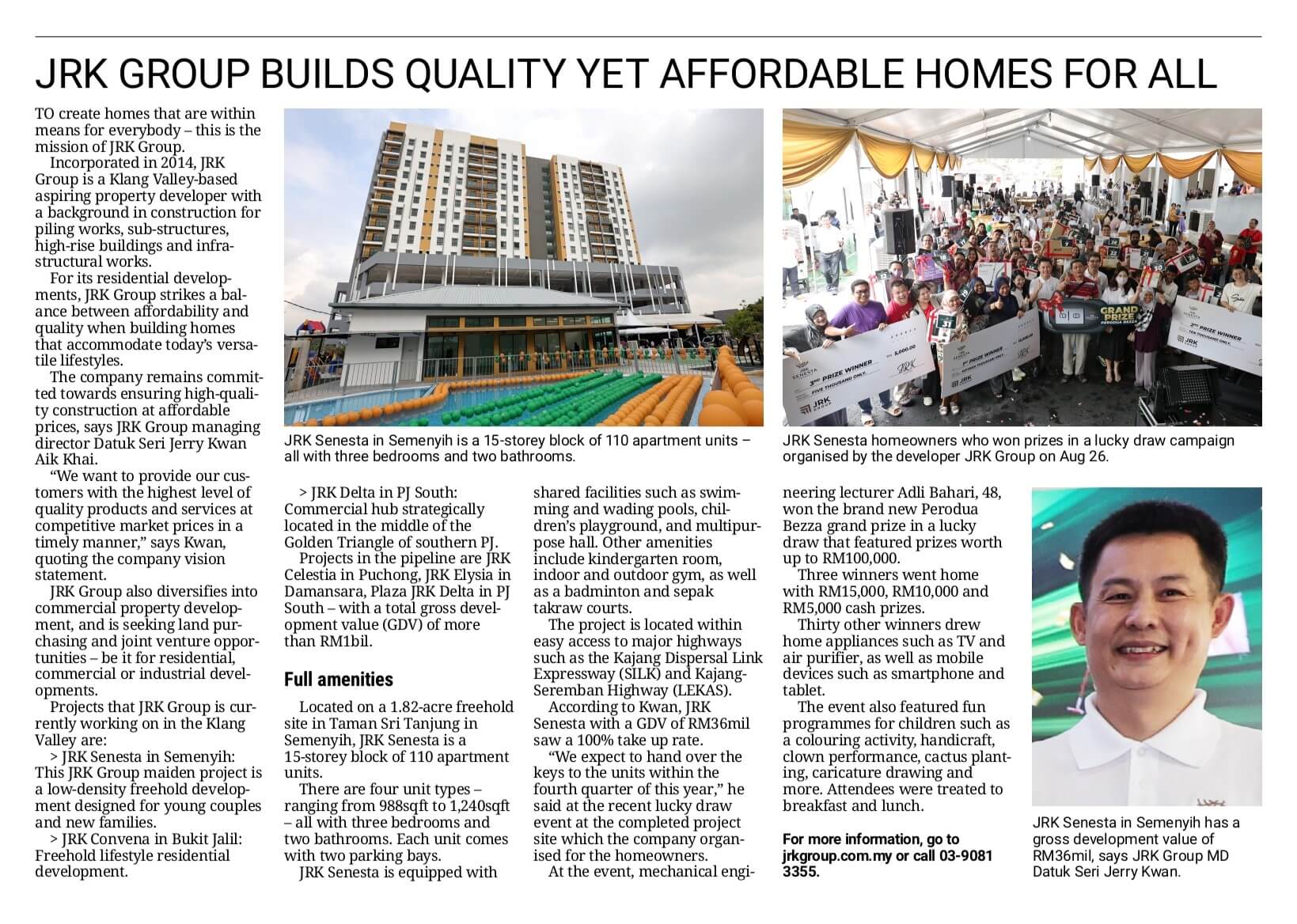 JRK Group Builds Quality Yet Affordable Homes For All
